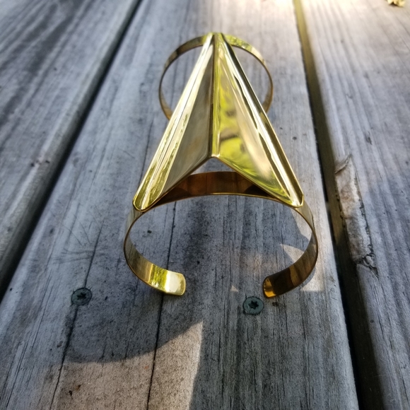 Scifi Designer big brass cuff bracelet spa… - Picture 6 of 6